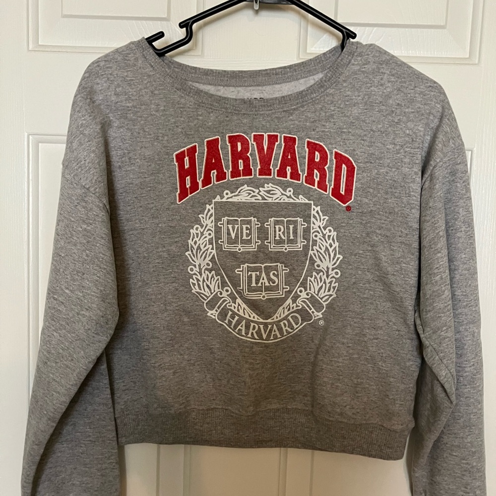 Gray Harvard Sweatshirt cropped Size 14-16. Cotton